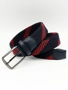 1入組男士休閒戶外運動時尚彈性聚酯編織腰帶,適合日常穿著