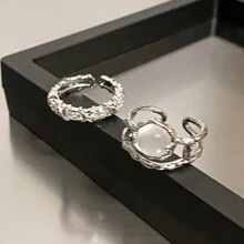 2pcs High-end Finger Rings For Women, With Diamond & Open Style & Minimalist Design, Suitable For Index Finger & French Self-control Ring - two pieces of rings - View 6