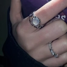 2pcs High-end Finger Rings For Women, With Diamond & Open Style & Minimalist Design, Suitable For Index Finger & French Self-control Ring - two pieces of rings - View 2