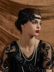 1920年代飛鳥頭箍復古亮片羽毛咆哮20年代大亨頭飾髮飾品 - 黑色 - 查看 1
