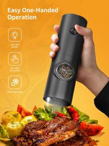 CLITON Salt And Pepper Grinder ,Electric Salt And Pepper Grinder Mill With LED Light Electric Salt And Pepper Grinder Battery Powered With Light, Automatic One Hand Operation Pepper Mill,LED-Illuminated Electric Automatic Pepper Grinder With Adjustable Coarseness - Perfect For Salt And Pepper Shakers And Spice Grinding - Kitchen Accessory