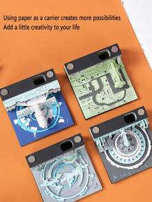 2024年新款手撕3d紙雕地球儀,附有日曆設計的創意文具套裝,diy紙藝藝術桌面裝飾,適用於家居、辦公室、房屋雕塑 - 橘色 - 查看 3