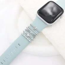 5 Stücke Legierung Ring mit fünfzackigem Stern Dekor in Silberfarbe kompatibel mit Apple Watch 38/40/41/42/44/45mm, ein Geschenk für Studenten zur Rückkehr in die Schule