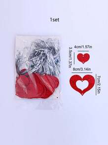 1 套全息心形花环，红色花环挂绳心形，情人节装饰，适用于家庭结婚周年派对装饰 - 紅色 - 查看 3