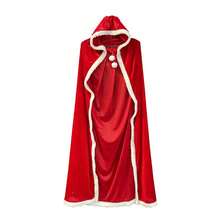 1件聖誕主題cosplay紅色披風,帽子上飾有毛球和繫帶(長款) - 紅色 - 查看 3