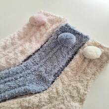 3 Calcetines afelpado con un pomponcito, diseño único calcetín caliente - Multicolor - Ver 2