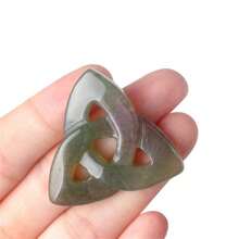 1pc 1inch Natural Stone Irish Knot No Hole Healing Cavring Tumble Ornament And Necklace Pendant