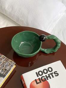 Ins Style Ceramic Ball Shaped Mug With Handle, Original French Design Coffee Cup For Exquisite Afternoon Tea - Olive Green - View 6