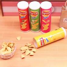 3入組人偶屋迷你馬鈴薯片罐裝,模擬遊戲食品道具,適用於攝影和青少年的模擬遊戲,隨機顏色