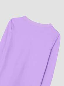 適合10~14歲女孩的2入組紫色蝴蝶印花緊身睡衣套裝,居家穿著 - 彩色 - 查看 5