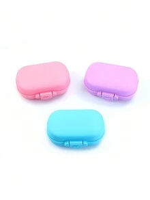 1pc Colorful Portable Foldable Reading Glasses Case, Unisex Flip-up Plastic Eyewear Storage Box - Purple - View 3