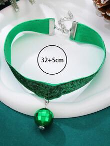 1入聖誕節面料迪斯科球吊墜項鍊,適用於女性日常穿搭