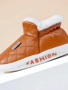 女式新款秋冬時尚厚底溫暖,防水和防滑家居靴子