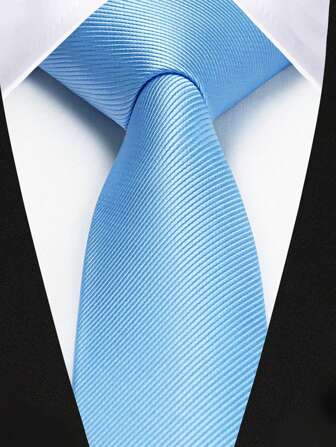 1 件男士 2.4 英寸浅蓝色细领带，休闲和正式场合领带男士领带