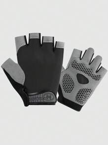 1對升級款防滑耐磨半指手套,適用於運動訓練、騎行、戶外運動、健身和攀岩 - 黑色 - 查看 1