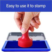 Quick-Dry Stamp Pad, Financial Stamp Pad, Ink Pad & Ink Box Set With Metal Case, 12cmx8cm - Blue - View 5