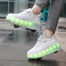 Trẻ em Ngoài trời Giày Trượt patin Với Đèn , Ngoài trời Đúng mốt Giày dép , Usb có thể sạc , 12 Ánh sáng Quán bar Chế độ , Đúng mốt Có thể thu vào Có thể tháo rời Bánh xe - trắng - Xem 4
