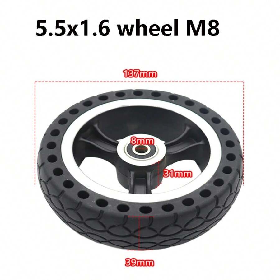1入組5.5x1.6 6x1.6蜂巢實心輪胎/防爆輪胎,適用於5.5英寸輪,適用於小型電動滑板車,快速輪f0 - 杏色 - 查看 1