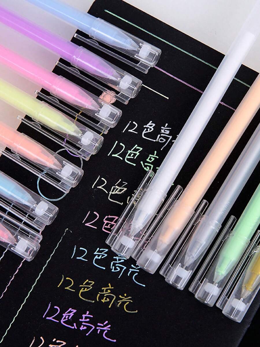 10入組大容量荧光笔,適用於抄寫、涂鸦、學生高亮,學校文具用品