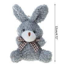 1pc Cute Gray Plush Bunny Pendant - Grey - View 2