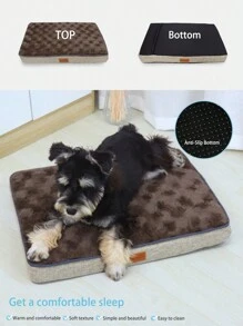 1PC Memory Foam Pet Bed With Removable Washable Faux Rabbit Fur Cover Orthopedic Waterproof Dog Bed For Crate Anti-Slip Bottom For Large, Jumbo, Medium, Small Dogs Cats Breeds - Khaki - View 2