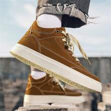 Scarpe Da Uomo In Stile Overall, Casuali, Retrò, Termiche, Con Lacci, Stivali Al Polpaccio Stile Coreano