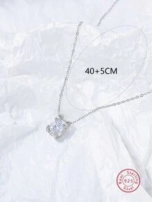 1個925純銀鋯石吊墜項鍊,適合女性日常佩戴和作為禮物