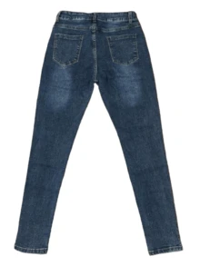 Pantalon de mezclilla liso para dama - Azul lavado oscuro - Ver 3