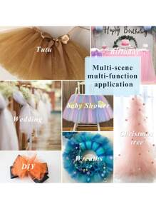 1pc-Golden Glitter Tulle Fabric Rolls, 5.90 Inch 29.52ft Sparkling Spool Ribbon Sequin Netting for Tutu Skirt Gift Wrapping Bow ribbon Wedding Party Decoration ,The background to the party.  Decorations for Christmas, Valentine's Day and New Year - Gold - View 7