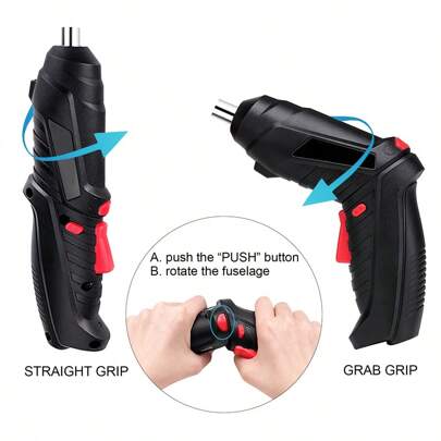 黑色USB充電可折疊迷你電動螺絲刀，家用無線鑽孔機與螺絲刀，適用於家庭DIY項目