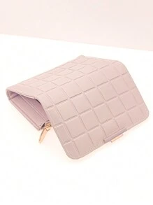 MINGYOU 小巧时尚的派对绿性感优雅女士长款拉链钱包，按扣闭合，多功能大容量卡包，甜美可爱年轻时尚简约易携带亮粉色女士手拿包 - 粉色 - 查看 2