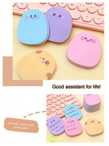 Blue Shy Expression Sticky Notes, Emoji Themed, Adorable Cartoon Colorful Memo Pad, Student Princess Stationery, N Times Sticky Notes Messages - Blue - View 6