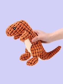 1pc Dinosaur Design Pet Grinding Teeth Squeak Plush Toy Durable Chew Toy For Dog - Orange - View 9