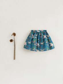 女童動物印花裙子,適用於公園活動,秋季