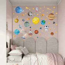 4入組外太空壁貼火箭行星宇航員壁貼嬰兒床房童房牆壁裝飾