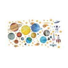 4入組外太空壁貼火箭行星宇航員壁貼嬰兒床房童房牆壁裝飾