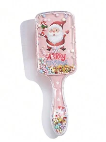1pc Clear Santa Claus Patterned Cushion Hairbrush - Multicolor - View 2