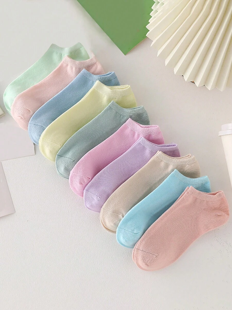 8pairs/pack Random Color Simple Casual Sporty Fashion Women's Ankle Socks - Multicolor - View 1