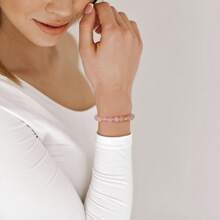 1件女士治療手環，焦慮寶石珠寶治療石粉晶手鍊，減壓瑜珈手珠，七輪手鍊，女性禮物