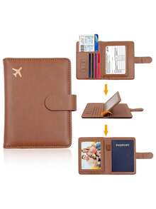 Thời trang Hàng mới đến Gầy Tối giản Ví dựng hộ chiếu RFID Chặn Du lịch Ví Tài liệu Hộp đựng Với Ngăn đựng bút Thẻ Máy đánh bạc Dễ thương Bià hộ chiếu Dành cho Nữ/Nam Đen Màu hồng Giá đỡ Thẻ Thẻ ảnh Giá đỡ Tối giản Ví Thông minh Ví Nhãn hàng không Ví Danh thiếp - màu nâu - Xem 1
