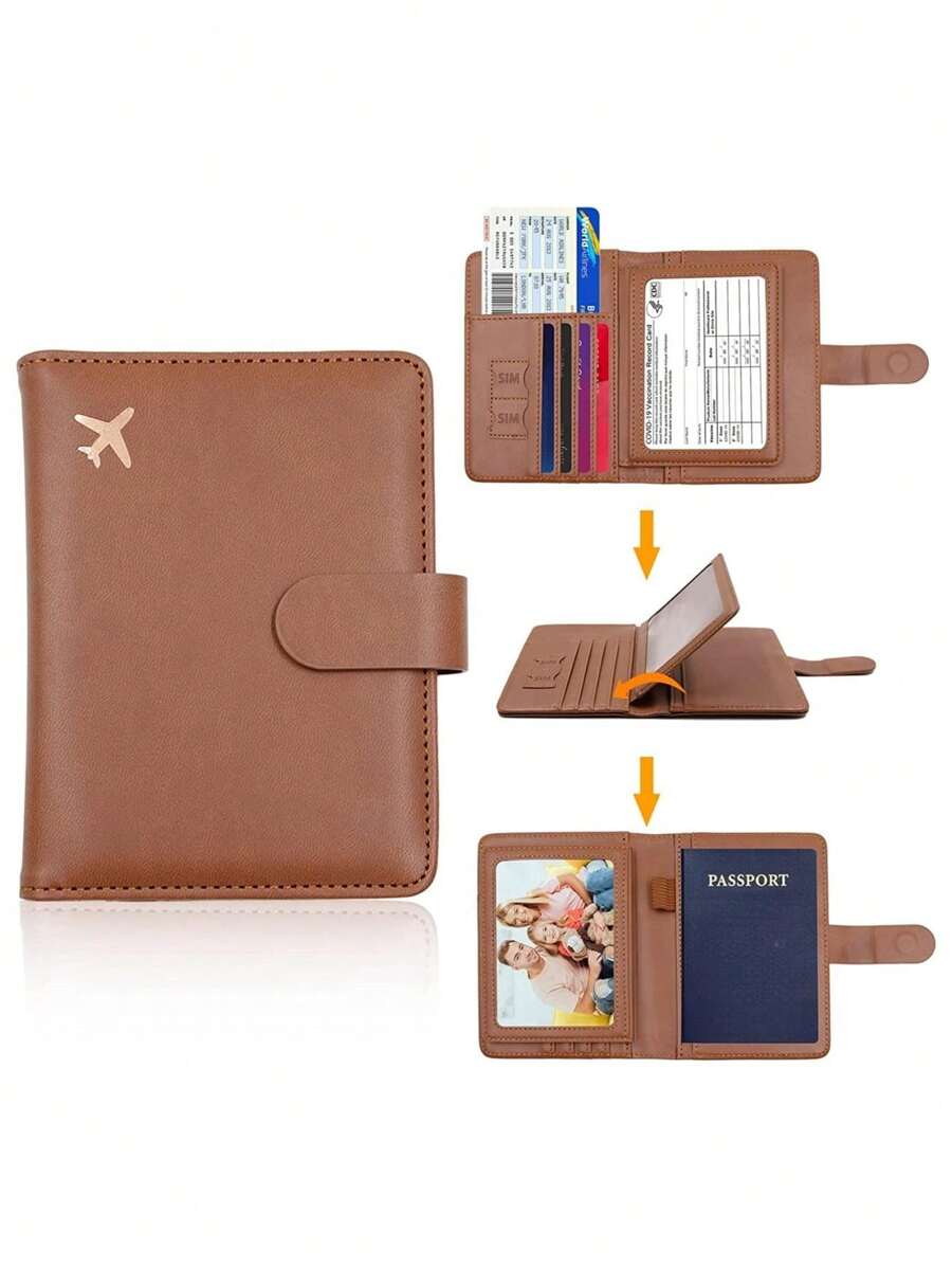 Thời trang Hàng mới đến Gầy Tối giản Ví dựng hộ chiếu RFID Chặn Du lịch Ví Tài liệu Hộp đựng Với Ngăn đựng bút Thẻ Máy đánh bạc Dễ thương Bià hộ chiếu Dành cho Nữ/Nam Đen Màu hồng Giá đỡ Thẻ Thẻ ảnh Giá đỡ Tối giản Ví Thông minh Ví Nhãn hàng không Ví Danh thiếp - màu nâu - Xem 1