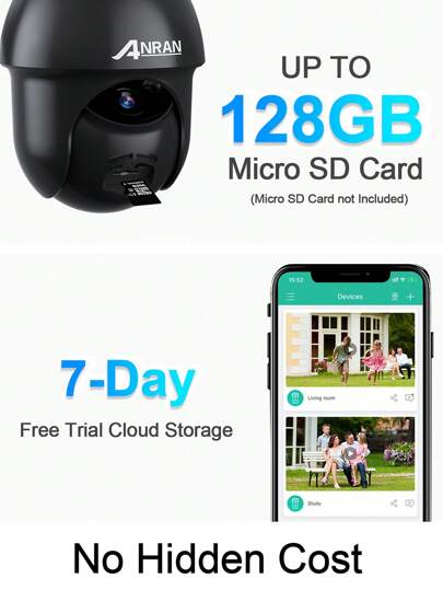 ANRAN Security Camera Outdoor Solar Wireless 360° View, Slimme Siren, Spotlights, 3MP Night Vision, AI Human Detection, Way Talk, Compatible Alexa, Q3 Zwart view 8