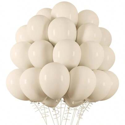 15/45/100PCS 5/10/12inch Sand White Balloons Latex Balloons  Helium Balloons For Birthday Graduation  Shower Wedding Holiday Party Decoration, White Ribbon,
