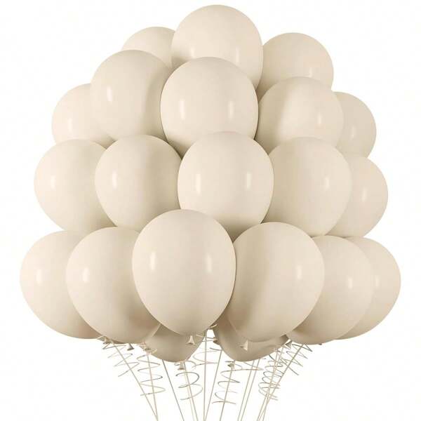15/45/100PCS 5/10/12inch Sand White Balloons Latex Balloons  Helium Balloons For Birthday Graduation  Shower Wedding Holiday Party Decoration, White Ribbon,