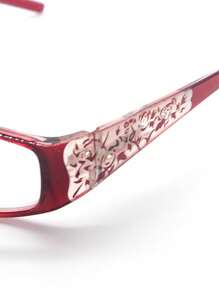 1 Piece Rectangular Rhinestone Floral Fashion Non-Prescription Glasses, Suitable For Campus, Work And Daily Wear - Đỏ - Xem 5