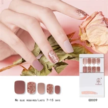 fengshangmei 30pcs Ngắn Hình vuông Mờ Màu hồng Móng giả Bộ ( 12 cái Màu hồng Mờ + 12 cái Ánh sáng Màu hồng Mờ + 6 cái Vàng lấp lánh Ánh sáng lung linh ) - Nhiều màu - Xem 5