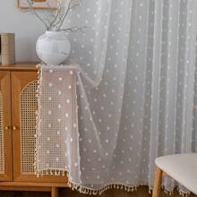 1 件美式鄉村風格白色窗簾,花卉圖案薄紗紗窗簾,適用於客廳、臥室、陽台 - 白色 - 查看 1