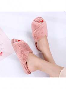 Pantuflas para dama de felpa Diseño cruzado Moda Noble Zapatillas de mujer Puntera abierta Zapatillas Zapatillas Caliente Zapatillas Invierno Interior Exterior Confort Zapatos - Rosa - Ver 3