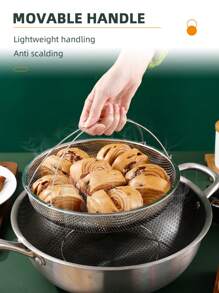 XIYIJIA 1pc Stainless Steel Steamer Pot With Handles And Water Guide Vegetable Fruit Wash Bowl - Silver - View 1