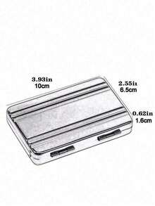 Lock Box Modeling Suitcase Aluminum Metal Business Card Holder Card Case - Blue - View 3